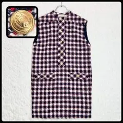 GUCCI グッチ ツイードワンピース 金ボタン ノースリーブ チェック 38のサムネイル