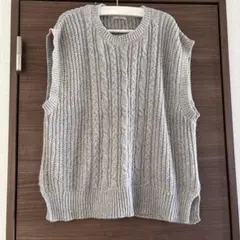 Samansa Mos2 ケーブル編み ニットベスト グレー