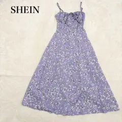 シーイン キャミソールワンピース フラワープリント 花柄 フレア Aライン 上品