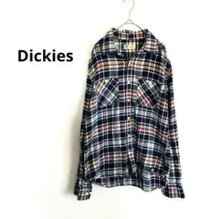【Dickies 】ディッキーズ　ネルシャツ ネイビー系チェック　秋冬　Ｌ