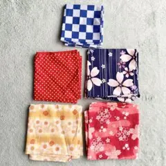 ハンカチ 5枚 まとめ売り 和柄 水玉 花柄 格子柄