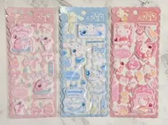 3枚セット　マイメロ　キティ　シナモン　立体シール　ぷっくり　マシュマロシール