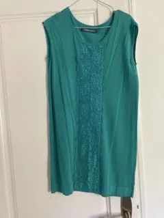 値下げ《新品》伊太利屋 ノースリーブチュニック M/9号（ターコイズ）