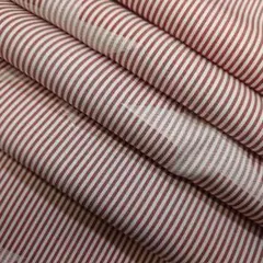 綿100％ 先染 ストライプ 星柄 3m 赤系