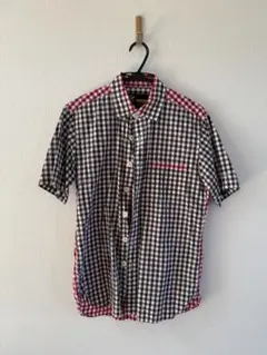 FAT 半袖チェックシャツ 赤黒白
