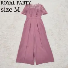 ロイヤルパーティー フラワーレース ワイドサロペット 裏地付き М 花柄