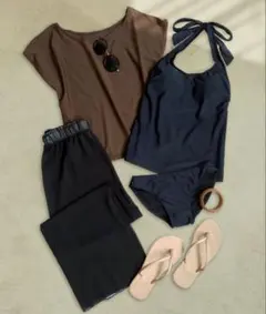 紫外線カット率 99％以上 UPF50 水陸両用 ホルターネックセットアップ