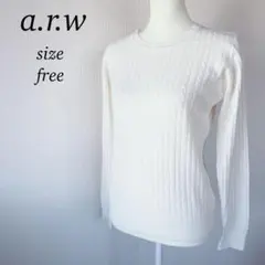 【a.r.w】ケーブルニット ラウンドネック ホワイト シンプル オフィス
