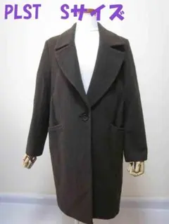 プラステ ウールコート S カーキ系 後ろスリット入り