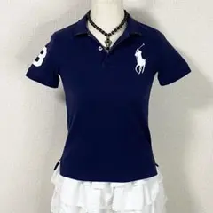 y2k ラルフローレン ビッグポニー ポロシャツ 平成ギャル 平成女児 ネイビー
