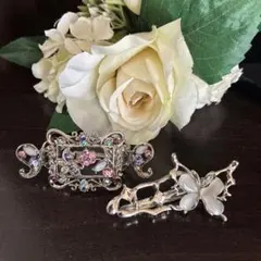 キラキラビジューヘアアクセサリー　2点セット　帯留にも