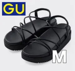 GU ナローストラップ サンダル ブラック Mサイズ 厚底コードサンダル　人気黒のサムネイル