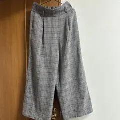GU チェック柄 ワイドパンツ