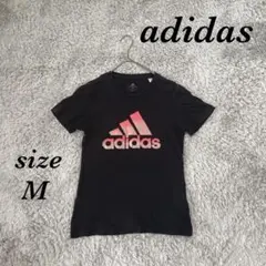 アディダス (M) Tシャツ プリント ロゴ 半袖 クルーネック 綿100%