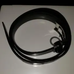 【中古品】メンズ　黒革調　ベルト　長さ約111cm