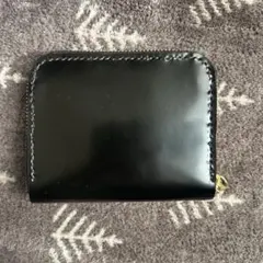 黒コードバン折り財布 ハンドメイド