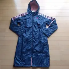 adidas フード付きベンチコート 　ネイビー