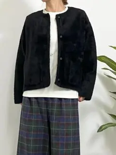 チーロ フェザーヤーン Mサイズ ブラック ニットカーディガン リバーシブル