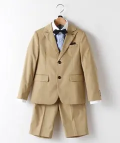 ベージュ フォーマルスーツ 蝶ネクタイ付き　プチマイン 110
