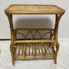昭和レトロ ヴィンテージ ラタンサイドテーブル 籐家具 - メルカリ