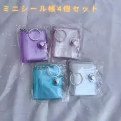 ミニシール帳　4個　 キーホルダー　クリア　キラキラ　ラメ　 3D リフィル付き