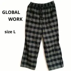 グローバルワーク カジュアルパンツ チェック柄 綿100% ウエストゴム仕様