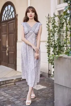 Herlipto lace trimmed floral dress sage - メルカリ