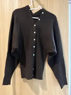 【ZARA】 2WAY ニットカーディガン 長袖 ダークブラウン