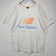 new balance　半袖　Tシャツ　L　ビッグロゴ　スポーツ　ホワイト　古着