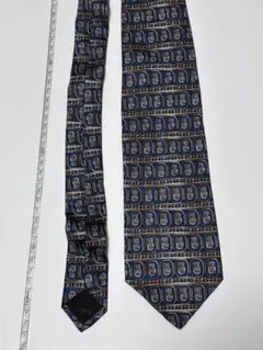 ピエールカルダン　ネクタイ ネイビー×ゴールド 幾何学模様