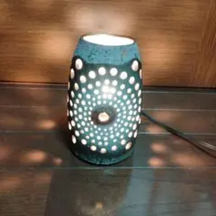 美品 陶器製 和風ライト フロアランプ 透かしアート ライト インテリアライト