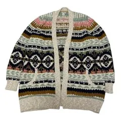 【139】L.L.Bean ラグ・セーター、オープン・カーディガン　フェアアイル