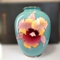 used品】KOKUSUI カトレア柄 花瓶 七宝焼 - メルカリ