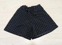 女の子 ドット柄 キュロット スカート ネイビー 130cm