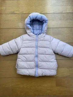 薄いピンク フード付きダウンジャケット 【リバーシブル】