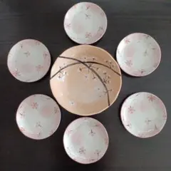 美濃焼 桜柄 鉢1枚 小皿6枚 和食器