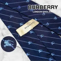 美品 バーバリー ロンドン ネクタイ シルク TBロゴ モノグラム 青 