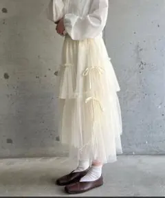 チュールティアードスカート