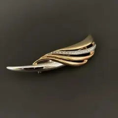 ヴィンテージ　昭和レトロなエレガントな曲線デザインブローチ　骨董蚤の市