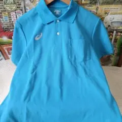 ♥早い物勝ち♥未使用♥ASICS 水色 ポロシャツ ポケット付き♥即購入OK♥