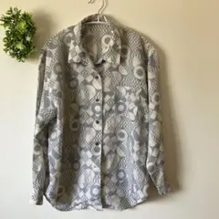 【期間限定15%オフ】ブラウス 総柄シャツ レトロモダン 古着風 ユニセックス