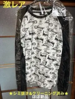 90s stussy World Tour ロンT ラグラン L 白×黒 美品