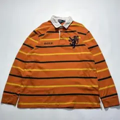 日本製DAKS GOLF刺繍エンブレムロゴくすみイエローマルチストライプ 