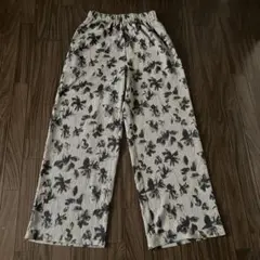 楊柳イージー柄パンツ　M グレージュ