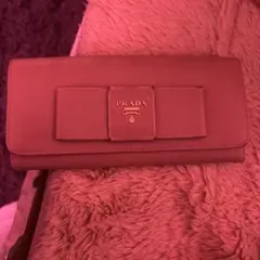 PRADA 長財布 リボン サフィアーノレザー ピンク - メルカリ