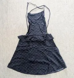 H&M DIVIDED ドット柄フレアミニワンピース ネイビーのサムネイル