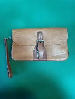 SKAP 本革 レザーセカンドクラッチバッグ ブラウン ストラップ付