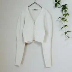 美品！COCO DEAL【M】クロップドVネックリブニットカーディガン