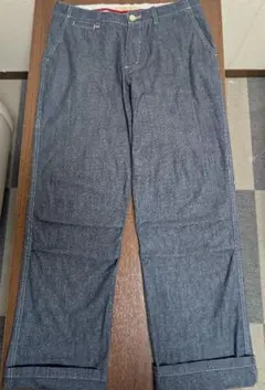 GLOBAL WORK ダークブルー ワイドパンツ L