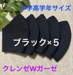 ハンドメイドインナーマスク子供用5枚 ブラック